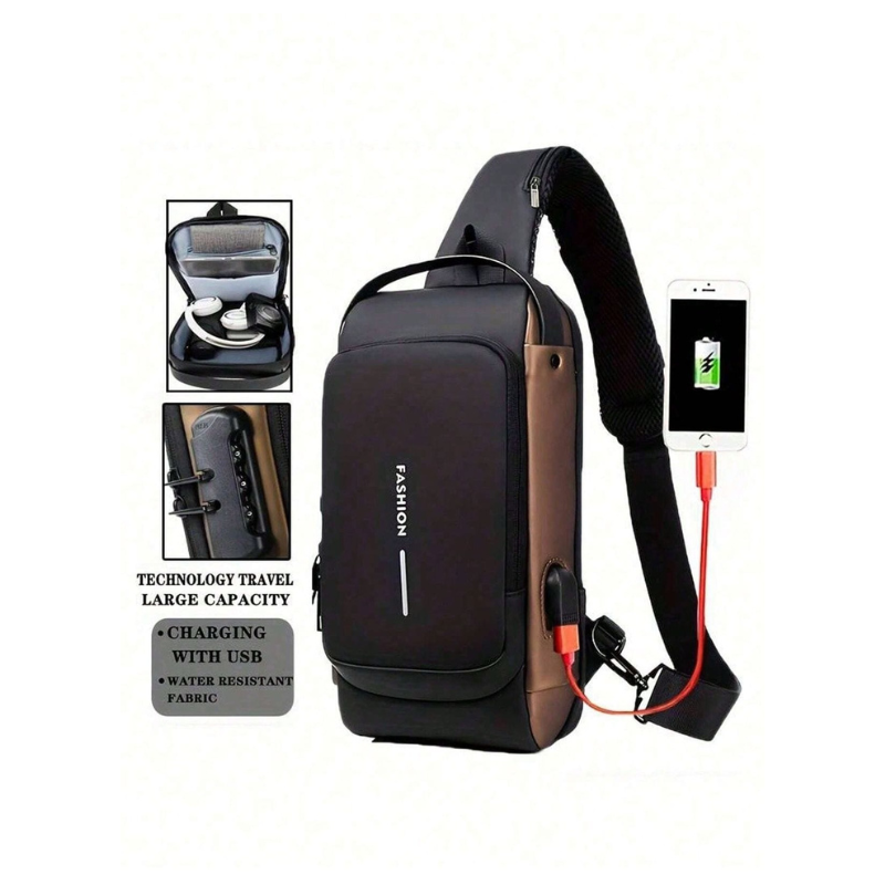 Fashion Technology Travel Sling Bag (USB Charging + Water Resistant)