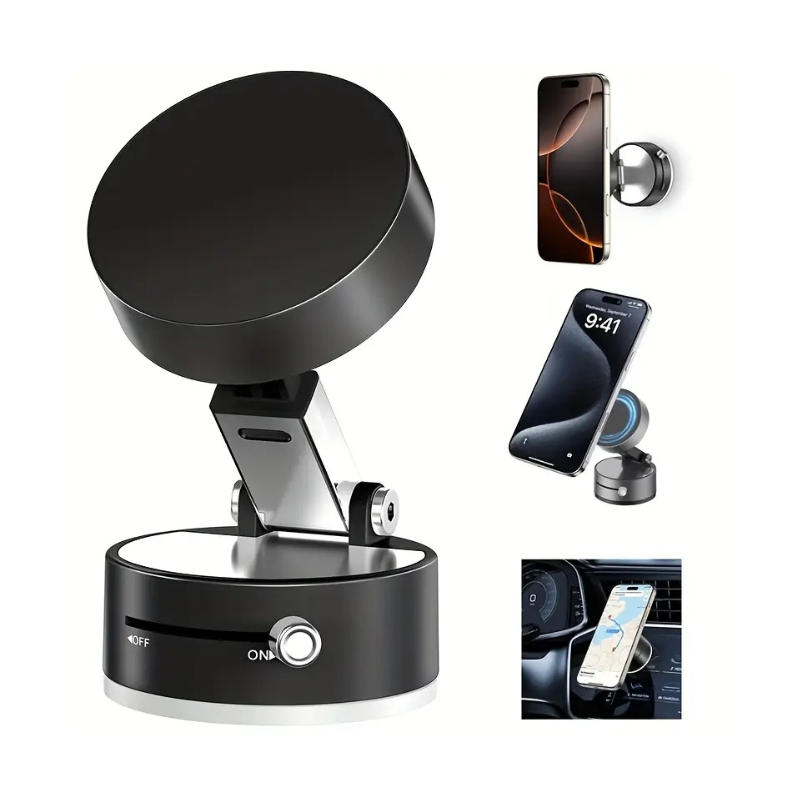 Vacuum Magnetic Phone Holder, 360° Rotating Adjustable and Foldable Phone Holder