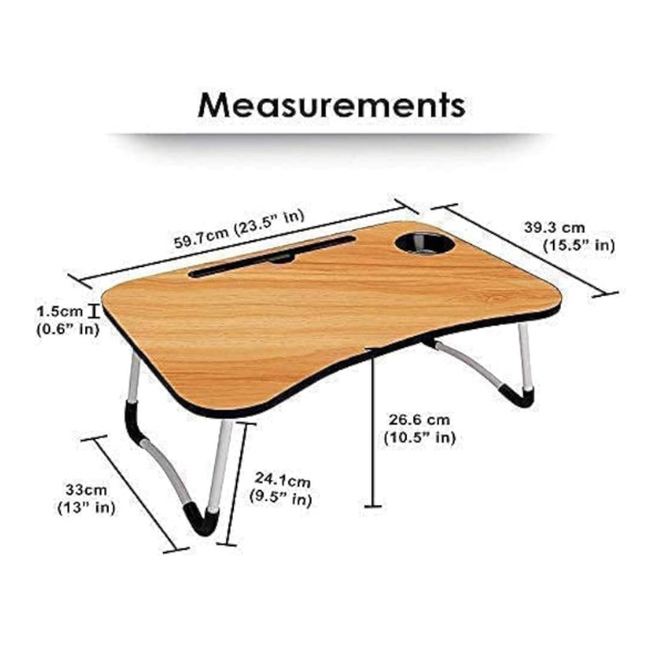 Folding Laptop Table with Tablet & Phone Slot