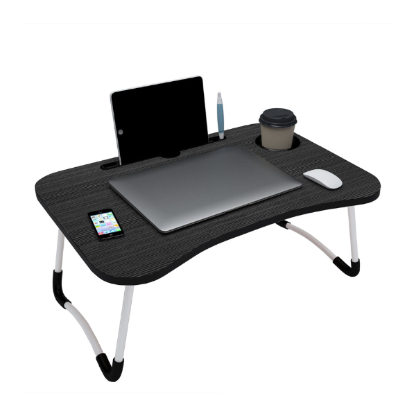 Folding Laptop Table with Tablet & Phone Slot