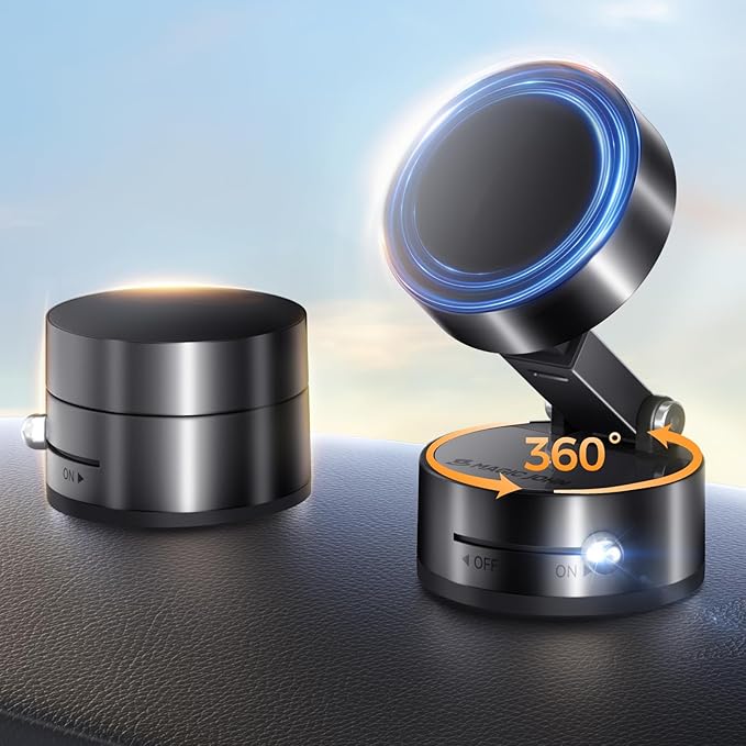 Vacuum Magnetic Phone Holder, 360° Rotating Adjustable and Foldable Phone Holder