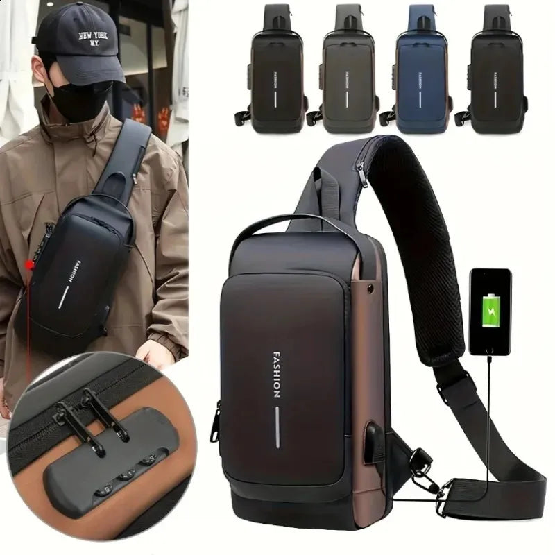 Fashion Technology Travel Sling Bag (USB Charging + Water Resistant)