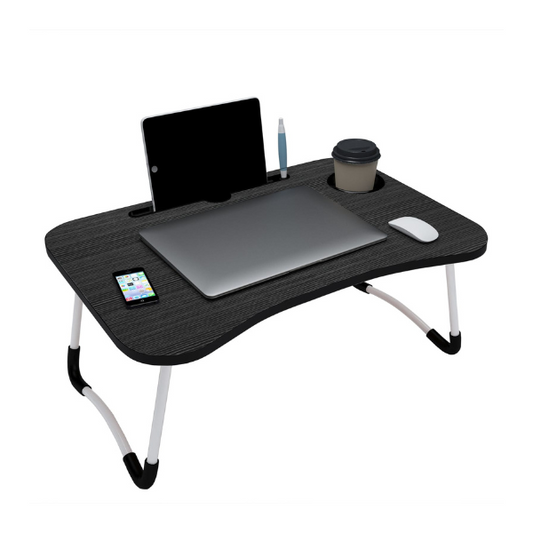 Folding Laptop Table with Tablet & Phone Slot