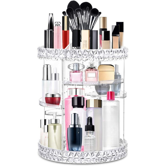 Makeup Organiser, 360 Degree Acrylic Rotating Beauty Organiser for Cosmetic Perfume Jewellery