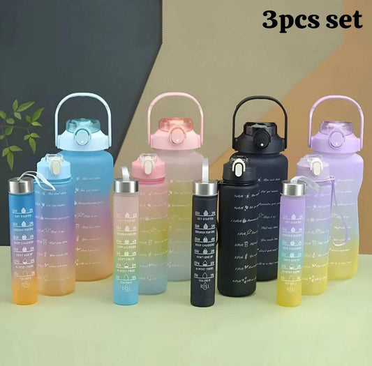 Three-piece Motivational Sports Water Bottles Set (2000ml, 850ml, 350ml)