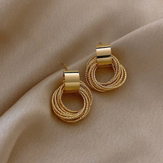 Gold Circle Stud Earrings