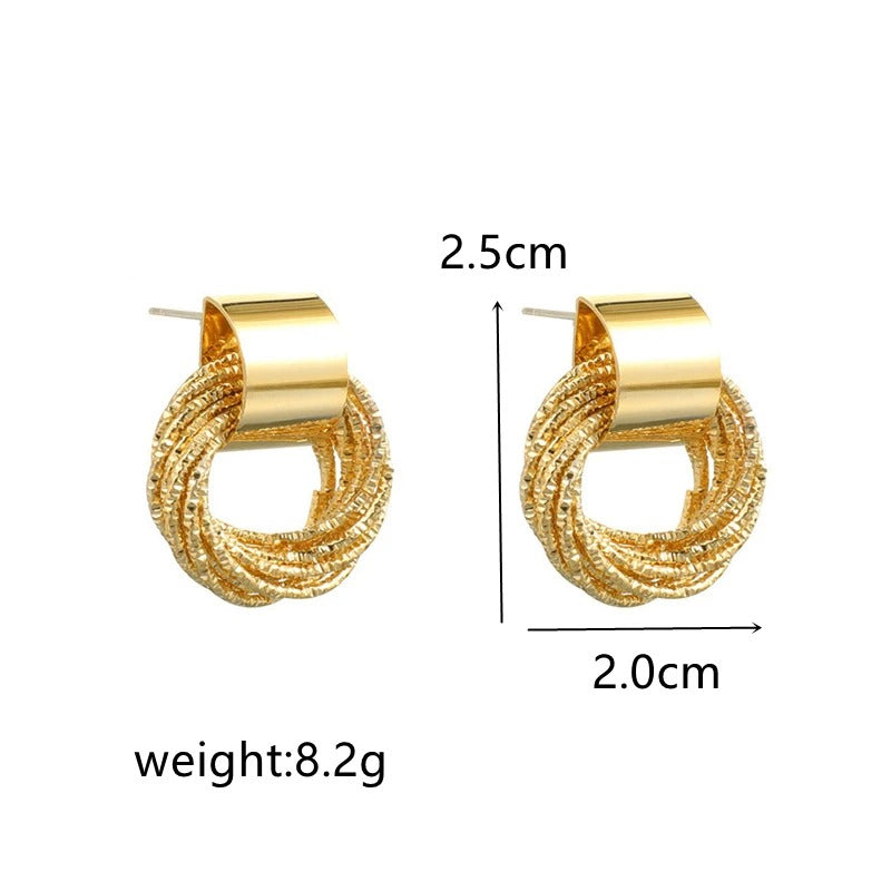 Gold Circle Stud Earrings