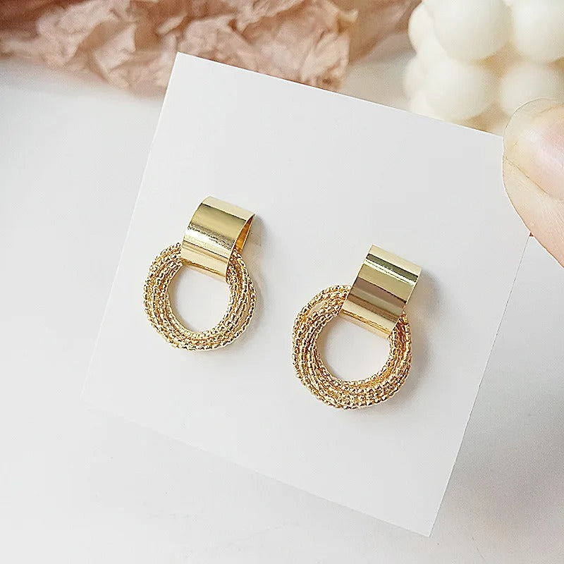 Gold Circle Stud Earrings