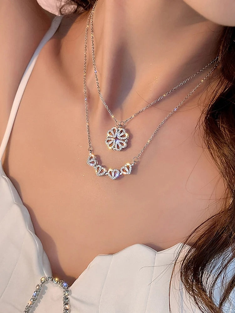 Magnetic Heart Clover Necklace