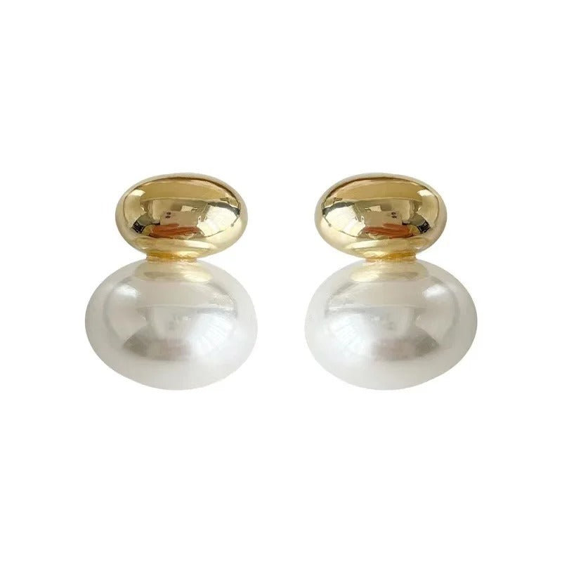 Gold Bean Pearl Earrings