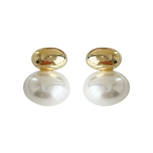 Gold Bean Pearl Earrings